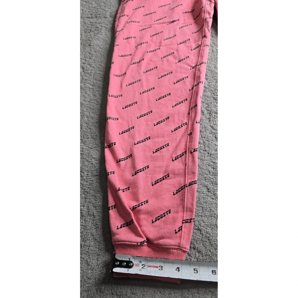 Lacoste Sweatpants Mens Medium Pink LIVE AOP Terry Cloth Fleece Jogger Lounge